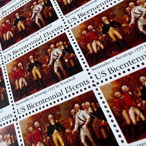 Surrender at Saratoga 1977 Postage Stamp Sheet, Unused Vintage USA #1728